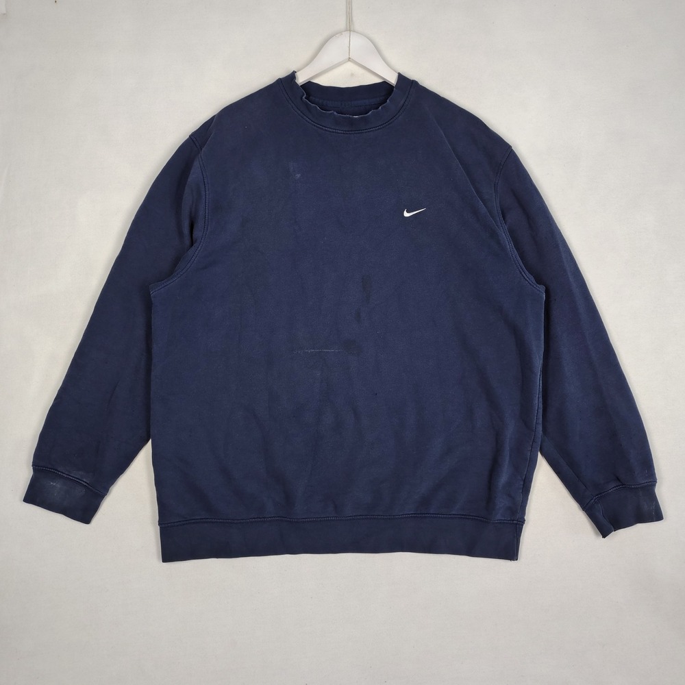 Nike Crewneck Sweatshirt Mens XL Navy Blue Embroidered Swoosh Pullover Logo